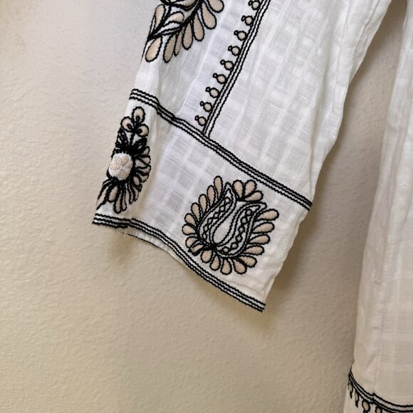 ZARA COTTON SHORT EMBROIDERED TUNIC KAFTAN DRESS Sizes Medium - Picture 11 of 16
